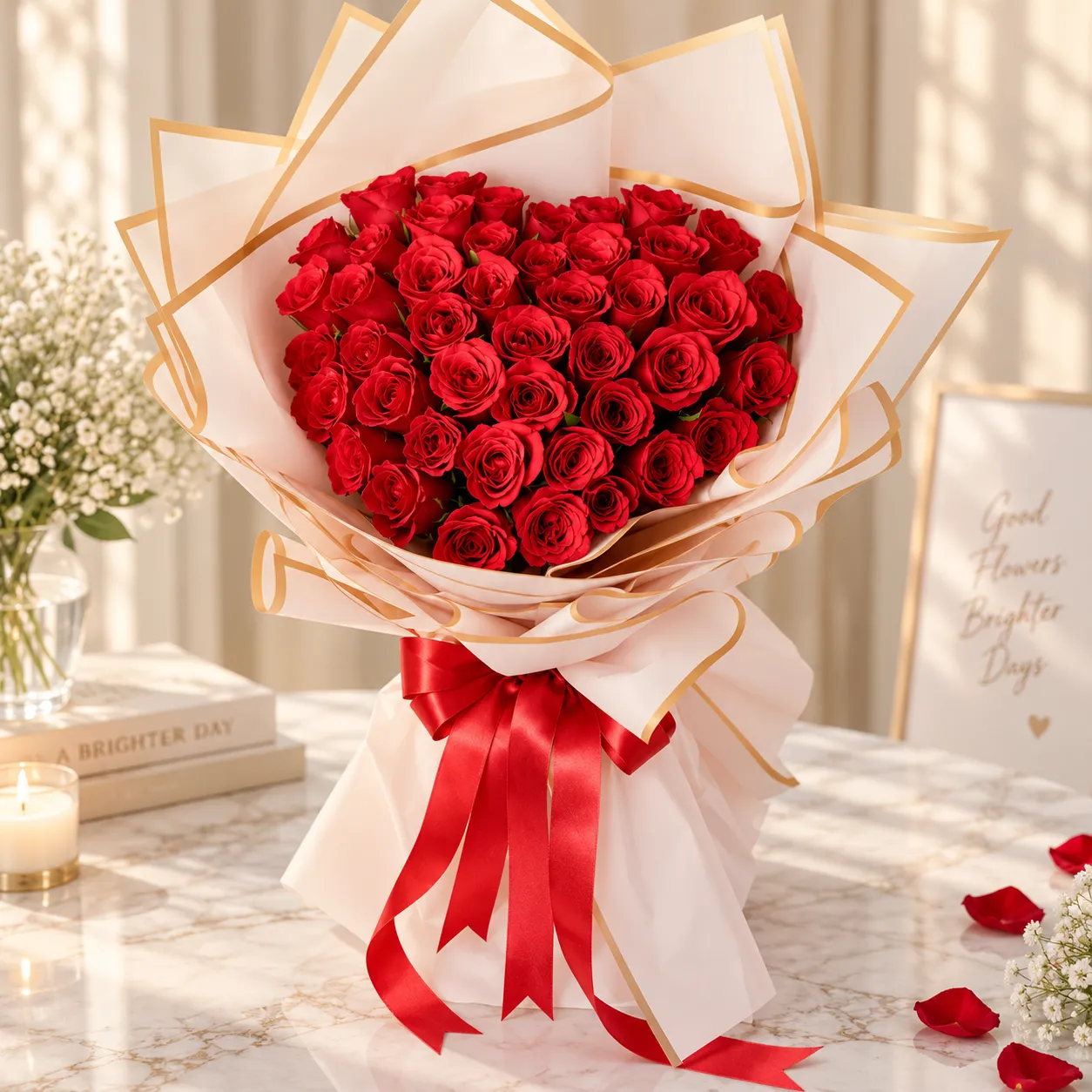 Crimson Romance Rose Bouquet