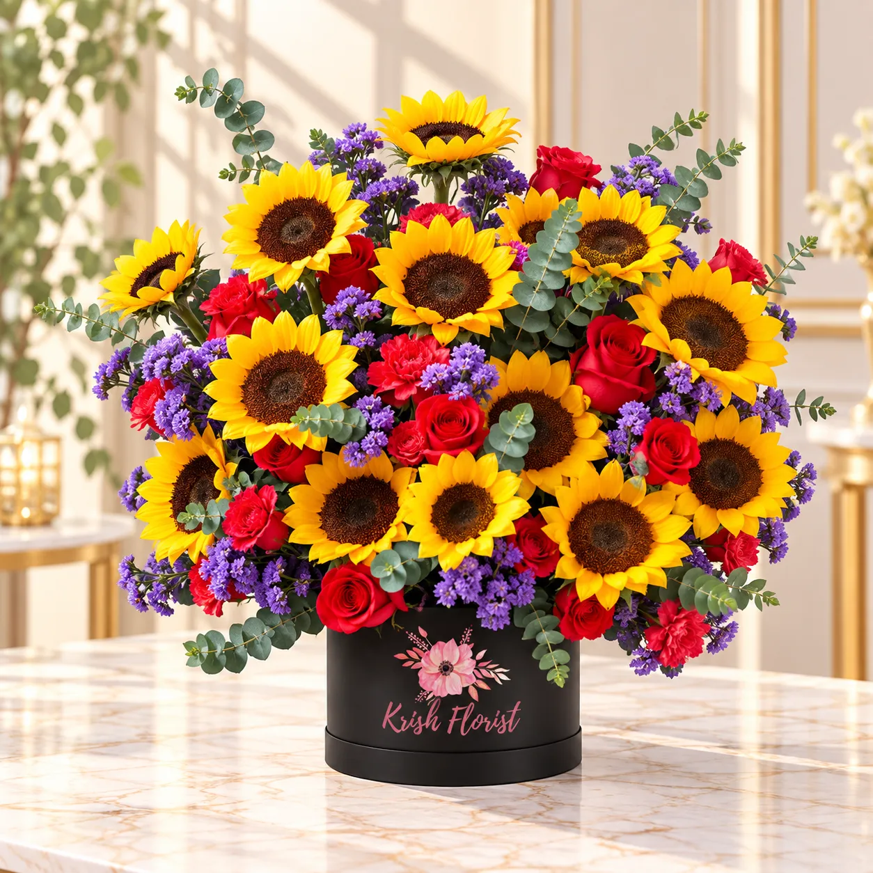 Sunshine Sunflower & Red Rose Flower Box
