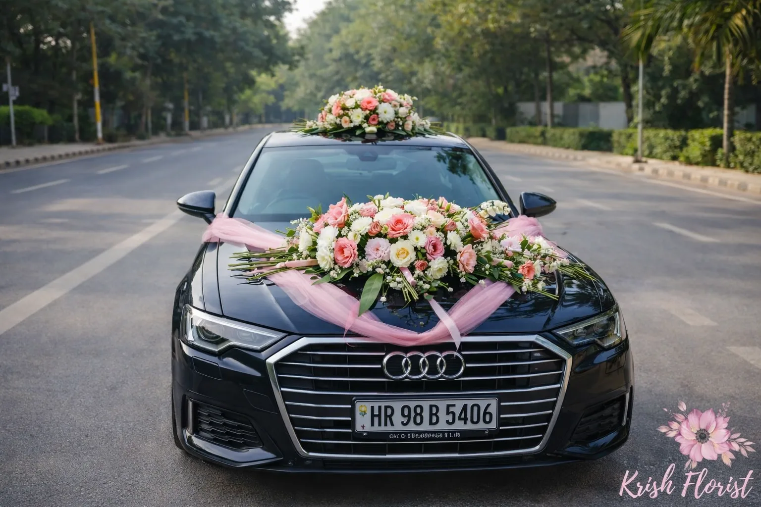 Luxury Wedding Car Flower Decoration – Premium Floral Setup