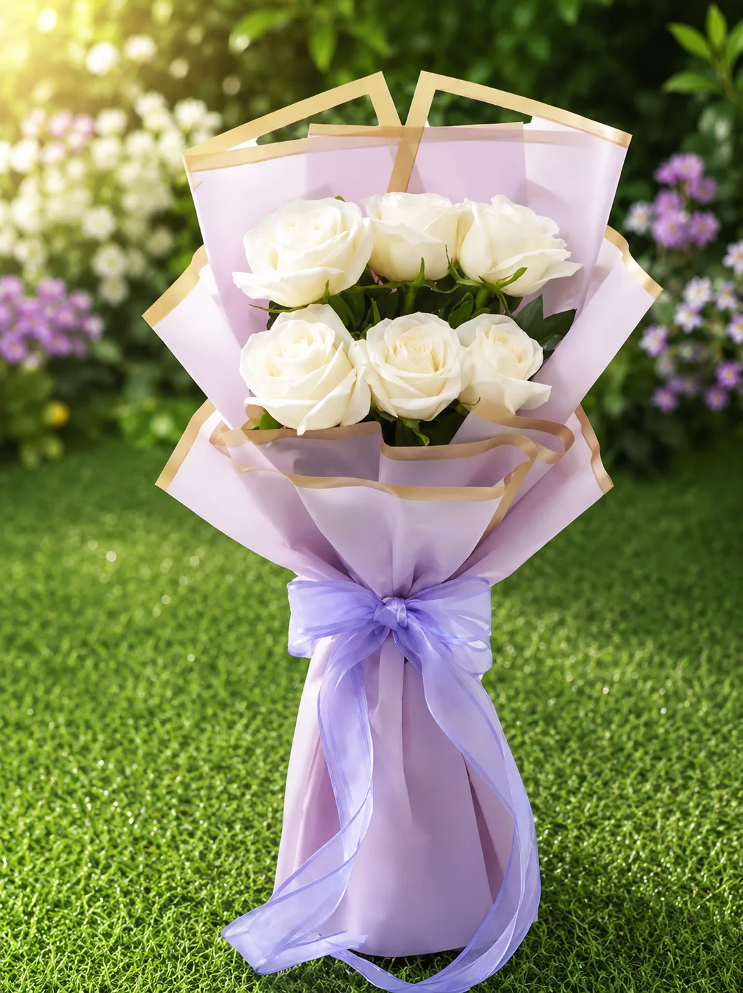 Premium 6 White Roses Bouquet