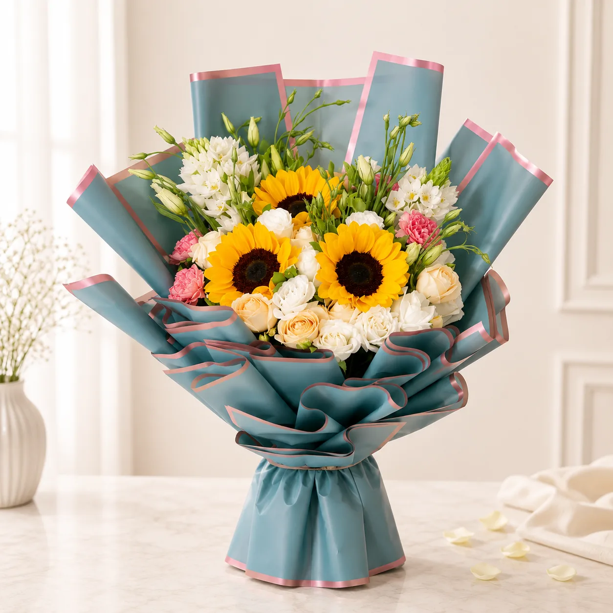 Premium Sunflower, Rose & Mixed Flower Bouquet